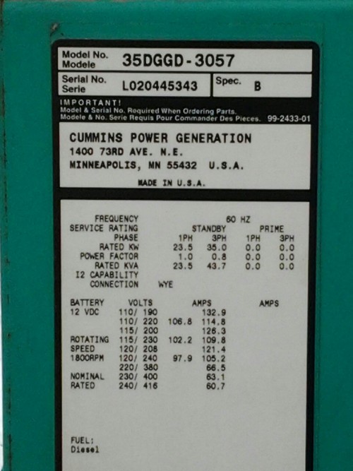 Used 35 KW Generator