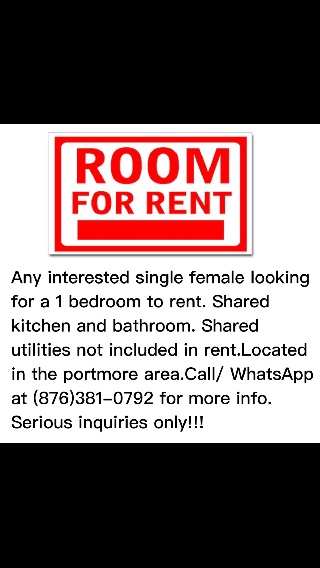 1 Bedroom For Rent (Seeking Single Female)