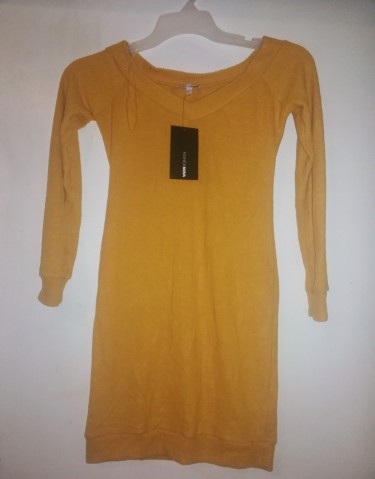 Brand New Off The Shoulder Small Mustard Dress 