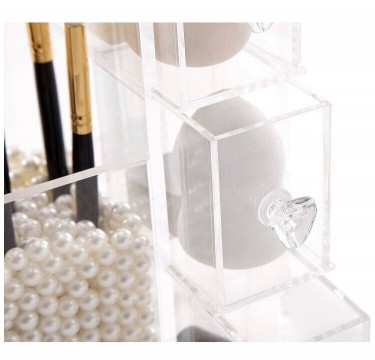 NEW MAKEUP GLASS ORGANIZER WITH PEARLS INCLUDED