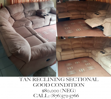 Tan Sectional Reclining Sofa