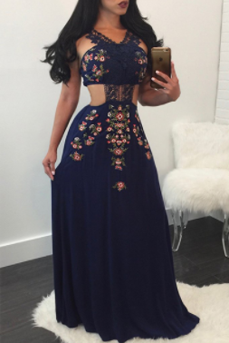 Sexy Cut Out Long Flowing Dress