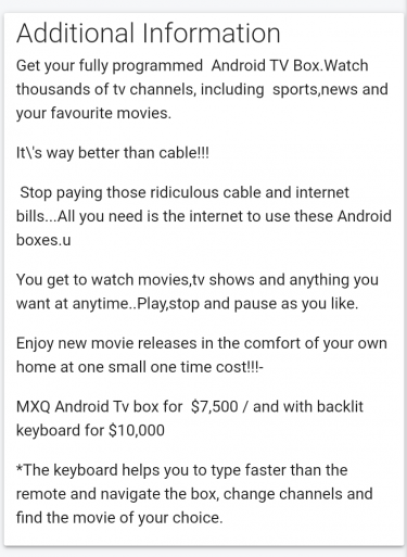 MXQ PRO Android TV BOXES $7500