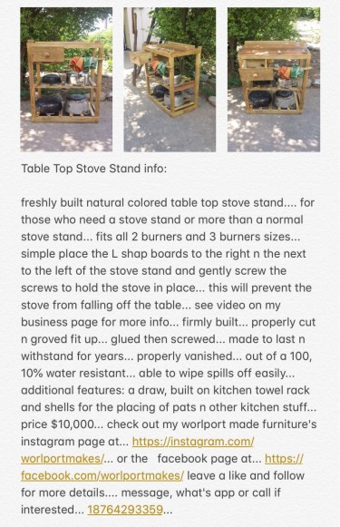 Table Top Stove Stand