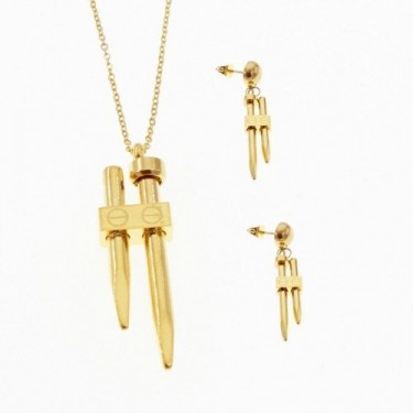 Stainless Steel Gucci Necklace And Earring Set