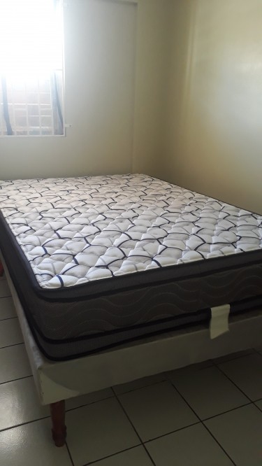 Queen Mattress With Base (Free Folded Chairs)