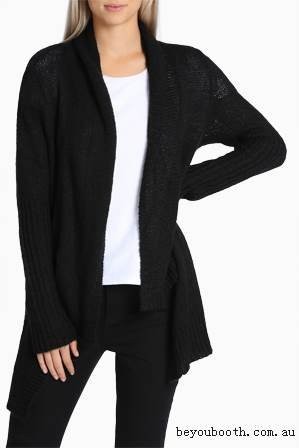 Black Open Front High Low Cardigan