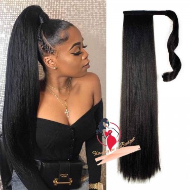 Ponytail Extensions . 23 Inches #1B /Afro Puff