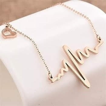 Stainless Steel Lifeline Necklace WITH Heart