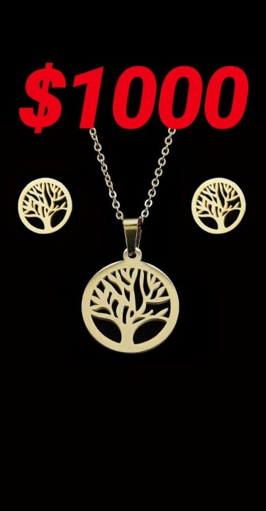 Stainless Steel Tree Of Life Necklace And Earring 