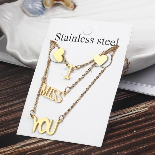 Multilayer I Miss You Necklace And Earring