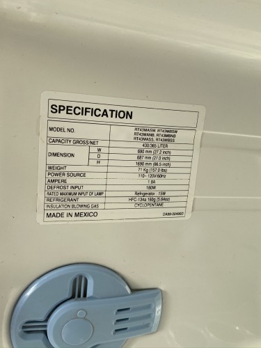 Samsung Refrigerator Model RT43MASS1/SJA