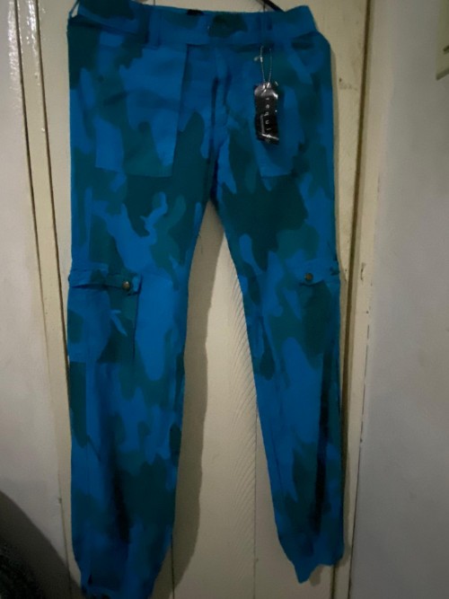 Blue And Green Pants With Cuff Foot, Size Xs/Tp