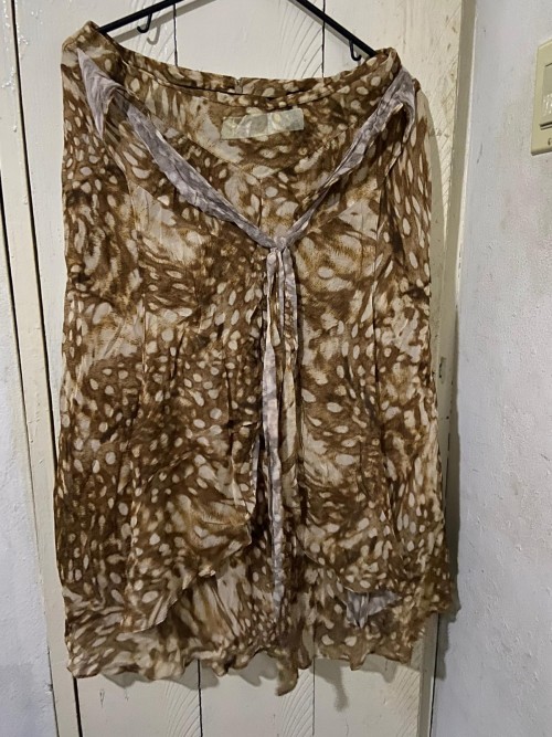 Brown Chiffon Animal Print Skirt, Size 8