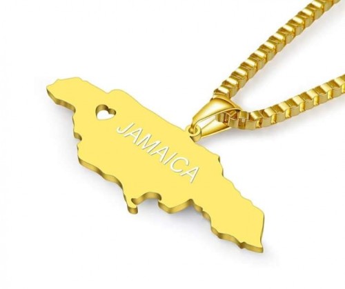 Jamaica Map Stainless Steel Necklace