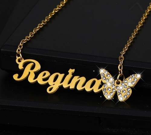 Personalized Name Necklace Zircon Butterfly Chain