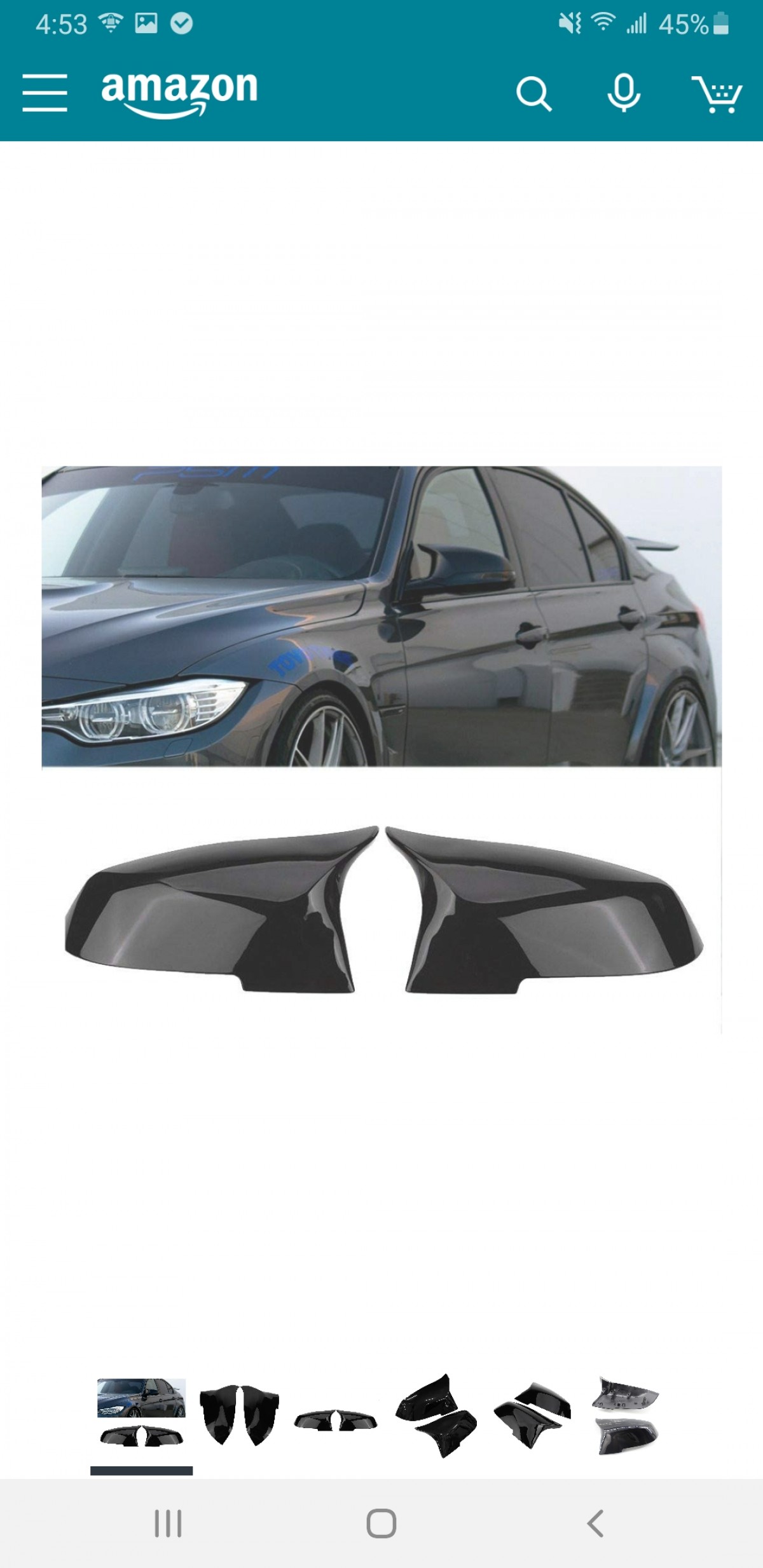 thumbnail image 2 of OMAC Carbon Fiber Side Mirror Cover Caps For BMW 3 Series F30 Sedan (2012-2019) – Gloss Black, Set Of 2 2 of 5