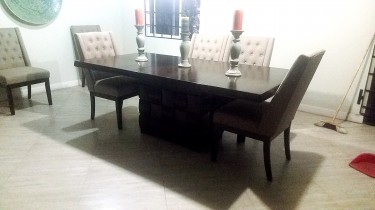 ASHLEY BEDROOM SET AND DINING ROOM TABLE/CHAIRS - 