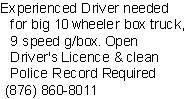 Experienced Truck Driver 