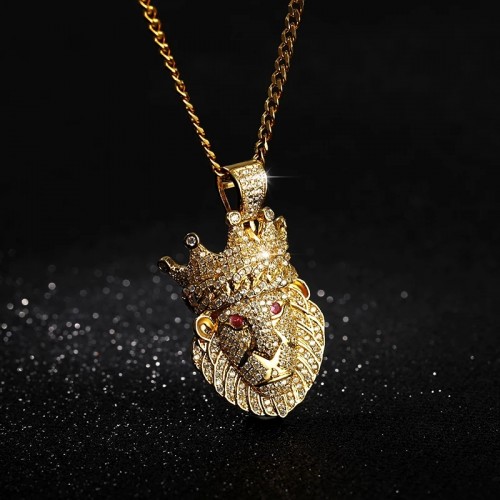 Icedout Stainless Steel Lion Pendant Necklace