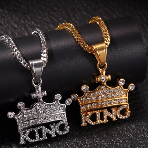 Stainless Steel King Crown Necklace