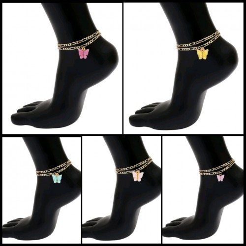 Stainless Steel Butterfly Anklets Set
