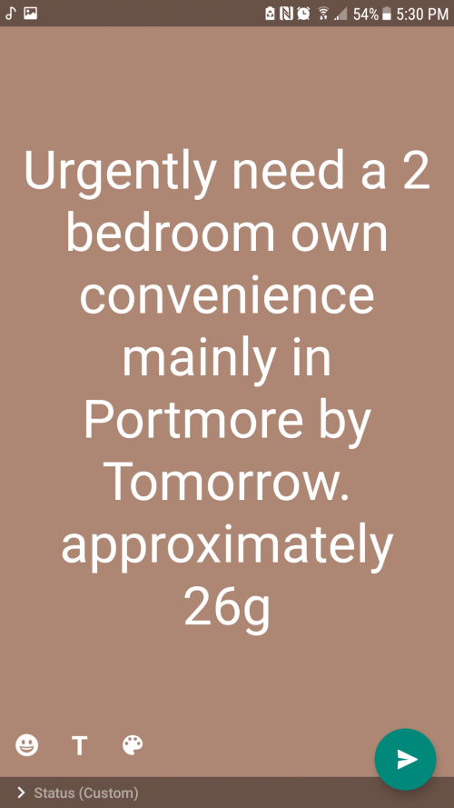 Seeking 2 Bedroom Own Convenience Mainly Portmore