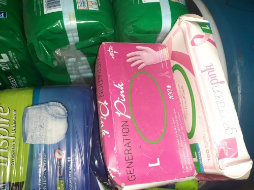 Adult Diapers, Gloves, Disposable Sheets
