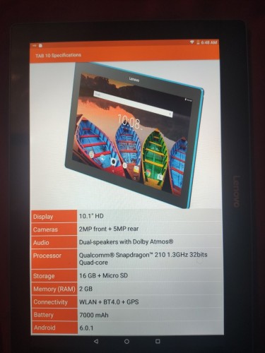 Lenovo Tab2  Android 6.0 Tab