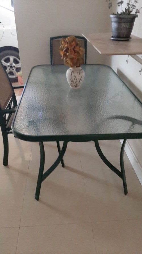 Glass Top Outdoor Patio Table - 4 Seat
