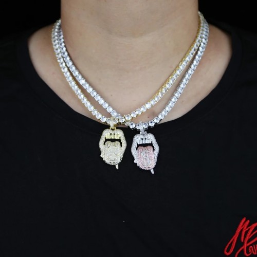 Iced Out Mouth Pendant Necklace