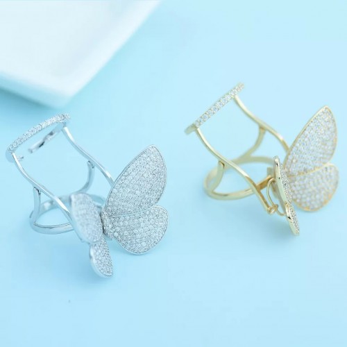 Adjustable Micro Paved Butterfly Shaped Ring