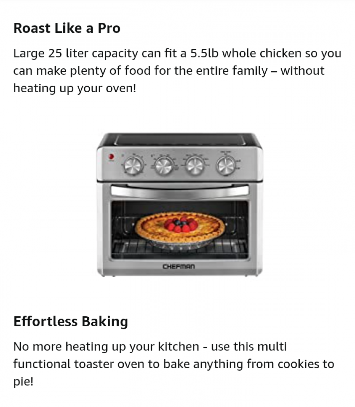 Chefman Air Fryer Toaster Oven, 6 Slice, 26 QT
