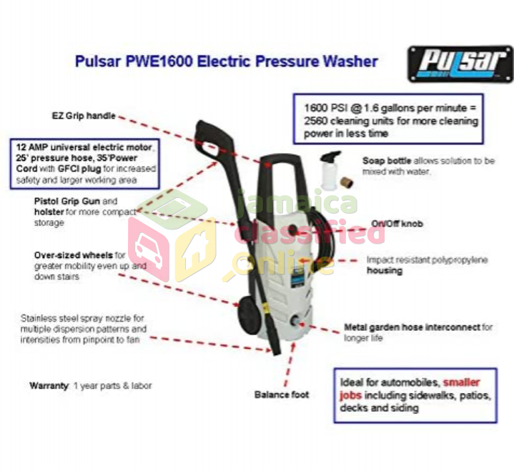 Pulsar 1,600 PSI Electric Pressure Washer