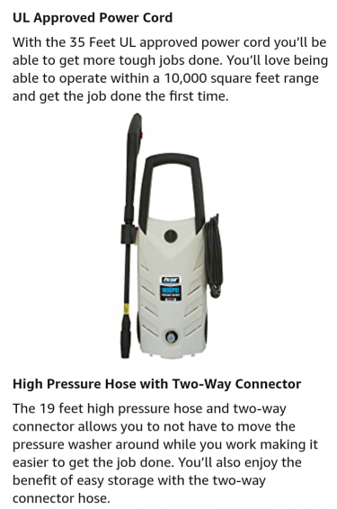 Pulsar Electric Pressure Washer 1600 PSI