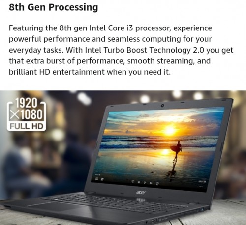 Acer Aspire Intel I3 (8th Gen) + 6GB Ram