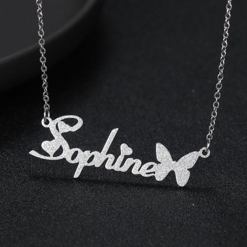 New Design<br />
Frosted Style Name Necklace