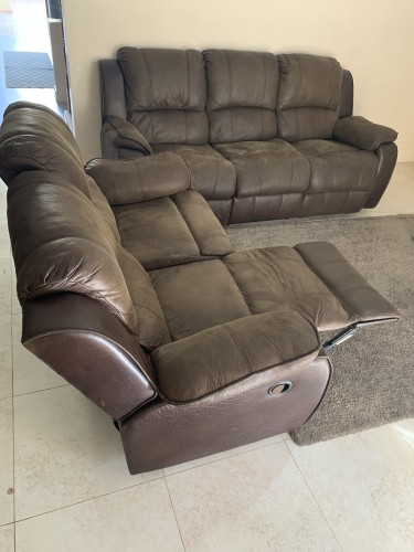 Bonded Leather Double Recliner Sofa