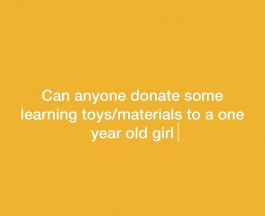 Seeking Learning Toys/materials 