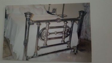 Antique Silver Plated Brass Bed 