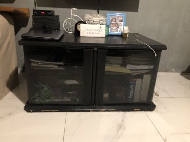 Black Tv Stand With Glass Doors
