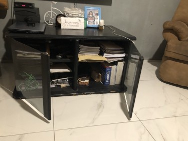 Black Tv Stand With Glass Doors