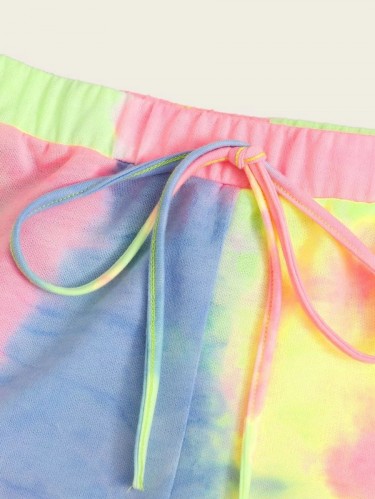 Tie And Dye Knot Waist Shorts