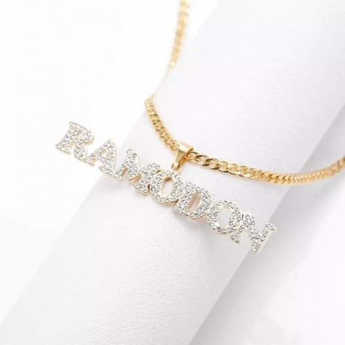 Iced Out Custom Name Necklace With Cuban Link