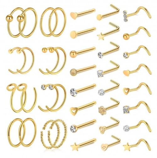 40 Gold Nose Rings