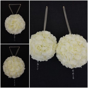 Ivory Rose Satin Flower Balls. Price Per Ball