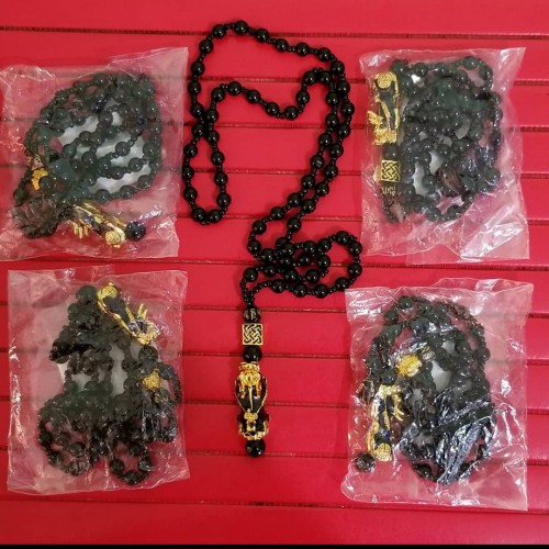 Feng Shui Black Obsidian Beads Pi Xiu Necklace