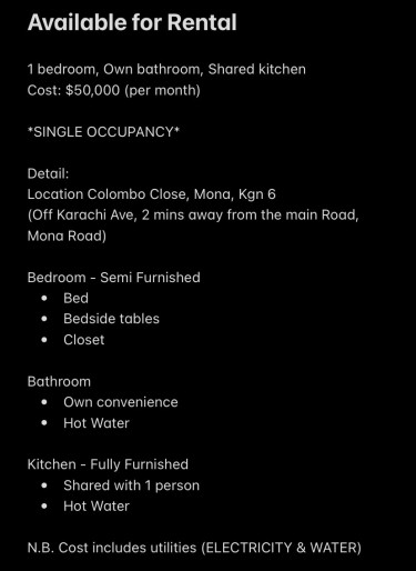 1 Bedroom For Rent 