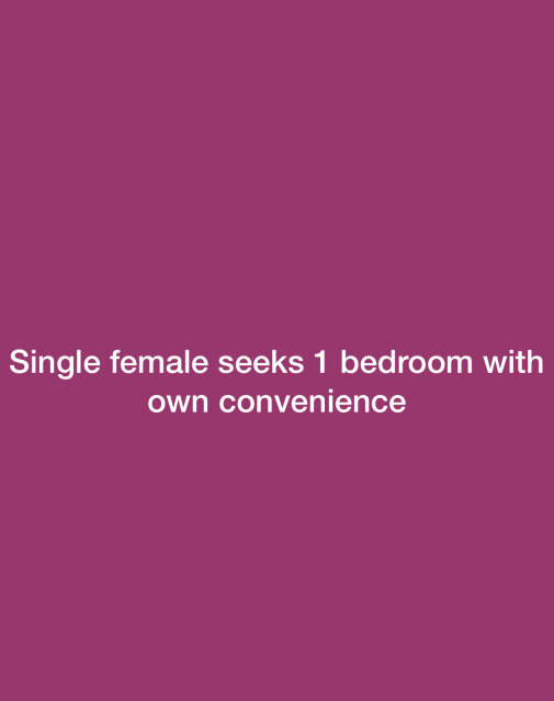Seeking A 1 Bedroom With Own Convenience