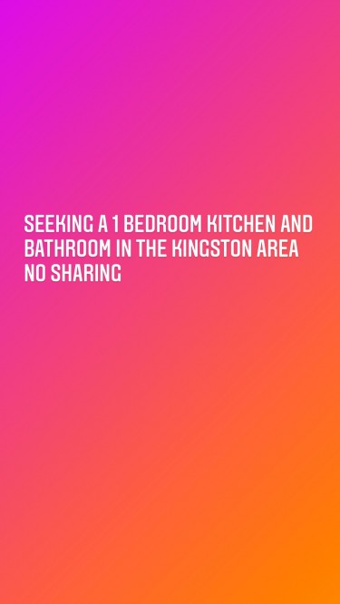 Seeking A 1 Bedroom In Kingston, No Sharing 